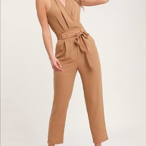 Lulus In the City Tan Surpliced Jumpsuit